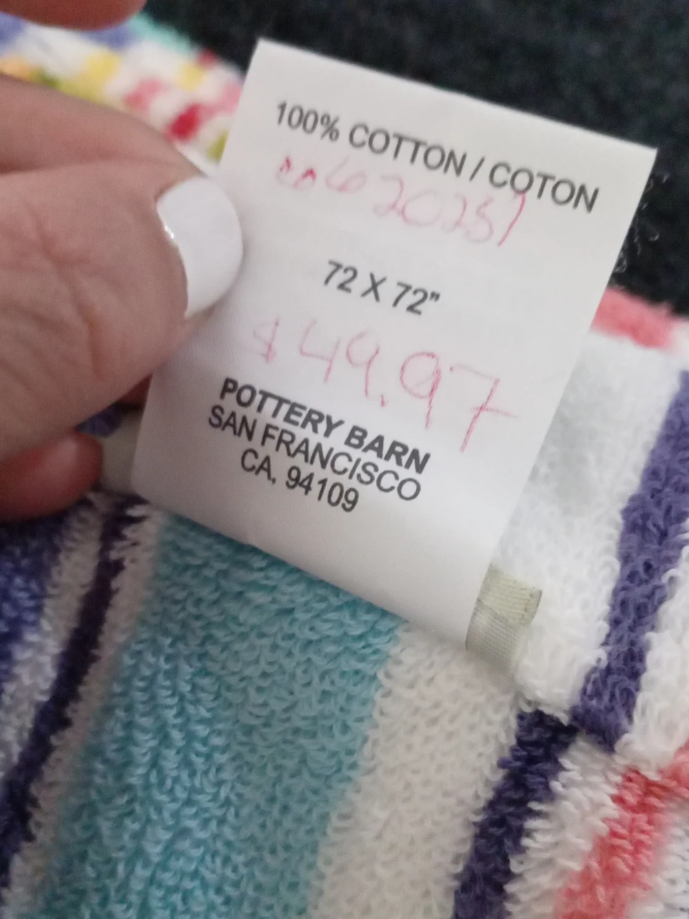 Pottery Barn Striped Multicolor Shower Curtain And Hand Towels And Washcloth